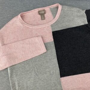 Chicos Color Block Sweater Pink Gray Black Long Sleeve Sweater Preppy Sz 0